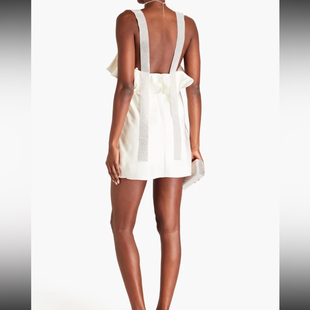 Rotate Birger Christensen Crystal Embellished Mini Dress Satin Bridal US 4
